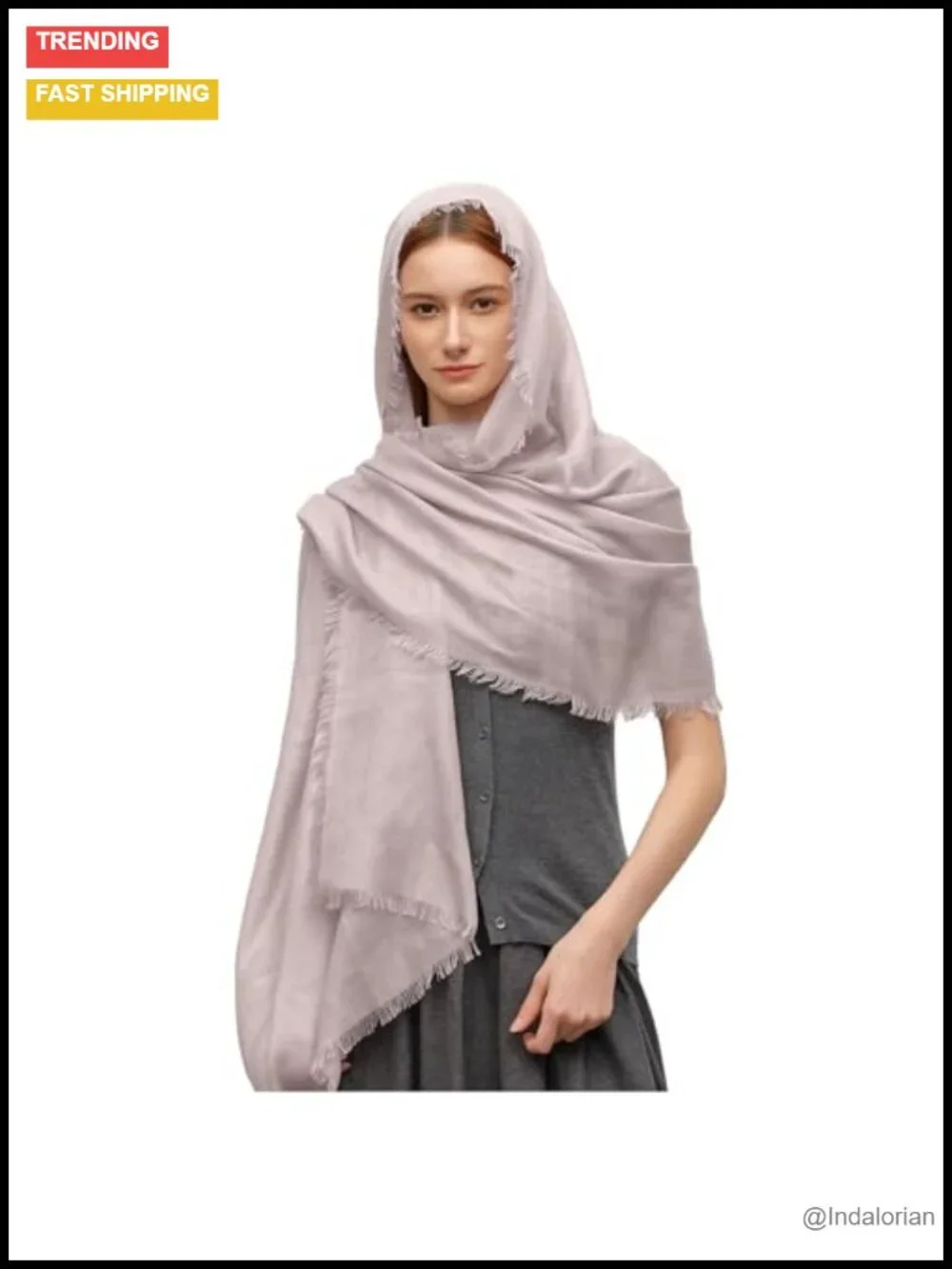 Fine Knit Shawl Wrap 55% Cashmere 45% Silk Lightweight Spring Summer